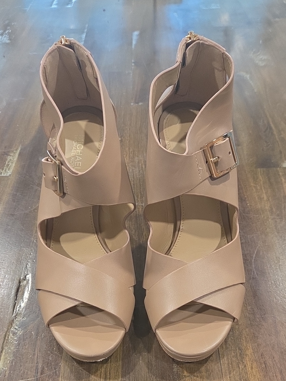Michael Kors Nude Blush Leather Buckle Heels